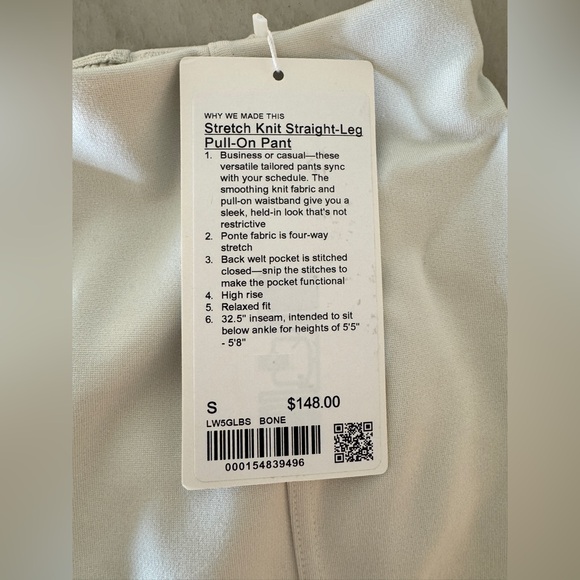 NWT Lululemon stretch knit straight leg pull on pants - Picture 4 of 12